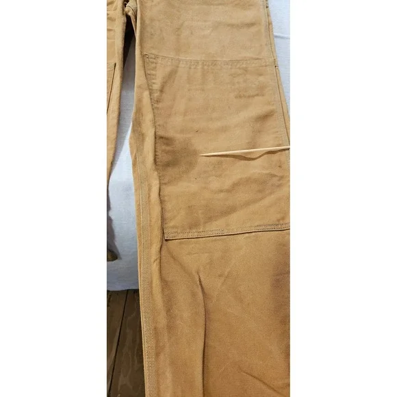 Carhartt Mens Duck Bib Overalls Double Knee Work Pants Brown R01 BRN 30 Inseam - Picture 4 of 9